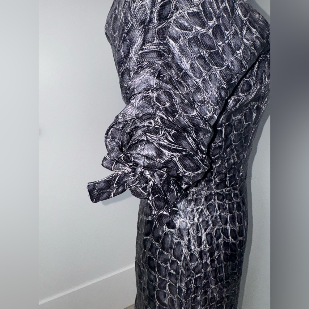 Blumarine Delilah Metallic Croc-Embossed Cocktail Dress/ Size 4 - Picture 5 of 8
